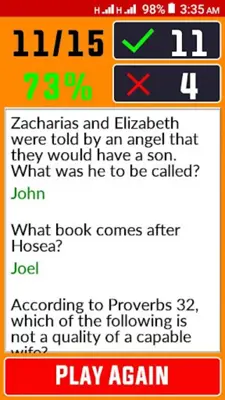 Bible Quiz & Answers android App screenshot 1